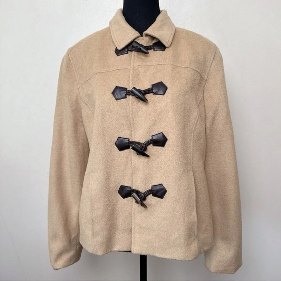 Talbots Womens 12 Pure Camel Hair Brown Short Peacoat Jacket - Picture 1 of 16